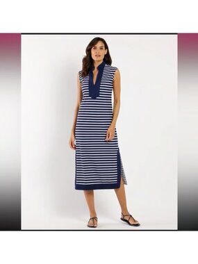 Jude Connally Navy Blue & White Striped Kristen Maxi Dress, Size XL, NWT! $228